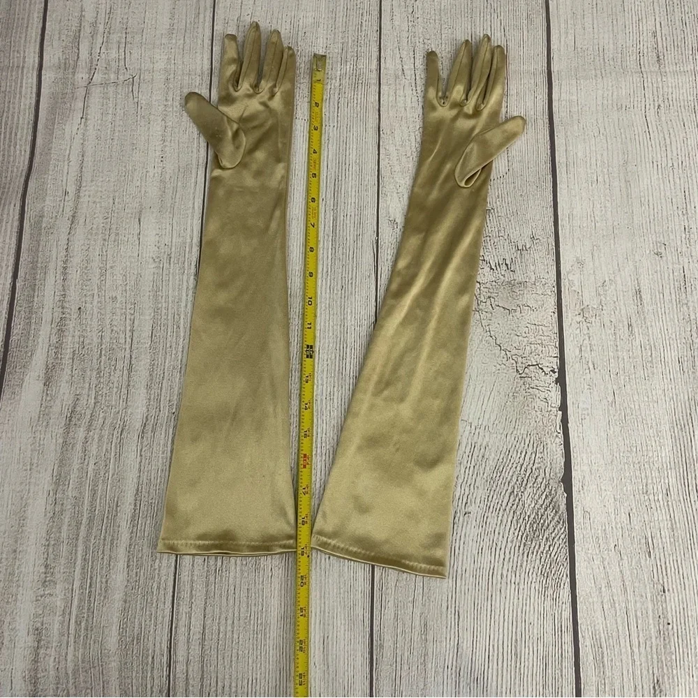 Women’s Elegant Gold Satin Opera Gloves